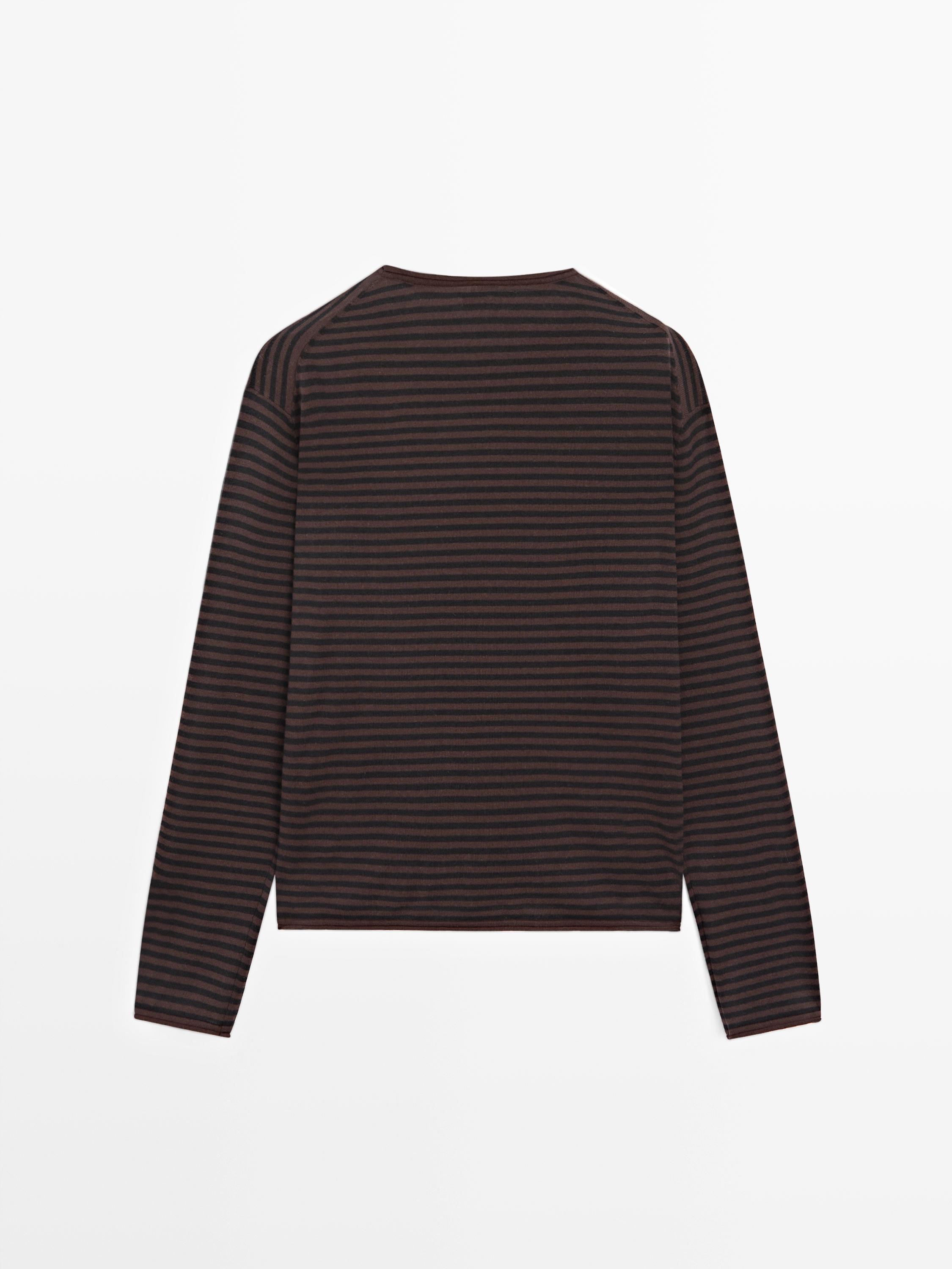 Pull en maille rayée coton mélangée